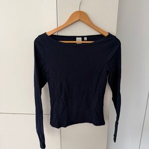 Aritzia Homestretch Navy Boatneck Long Sleeve